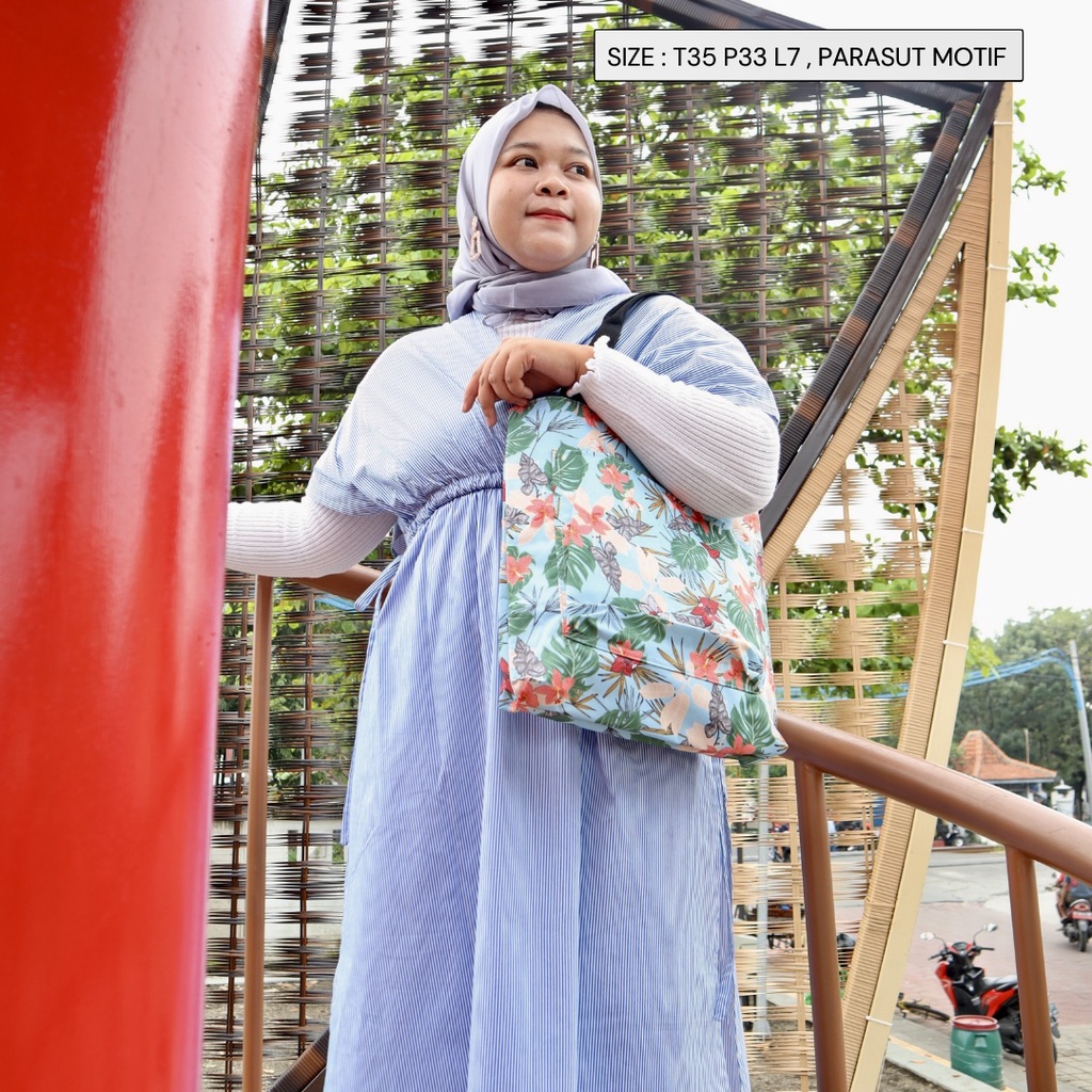 Grosir Bun Tas Bahu Model Tote Totebag Bahan Parasut Waterproof Motif Cantik Cantik Lucu Lucu