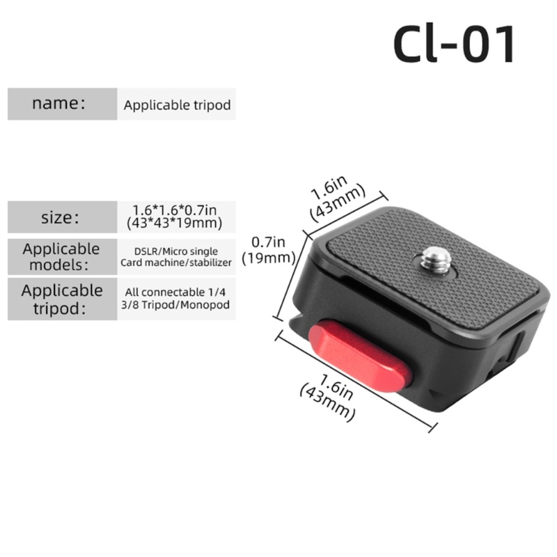 Zzz Adaptor Dudukan Plat Sistem Quick Release Kamera Daya Tahan Adapter Tripod Kamera Mount Universal1Per4 &quot;Pasang Drat