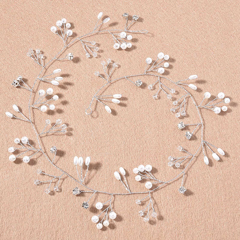 Simulasi Mutiara Rambut Rambat Untuk Pengantin Wanita Warna Rose Gold Silver Bando Kristal Pernikahan Aksesoris Rambut Hiasan Kepala Hairband