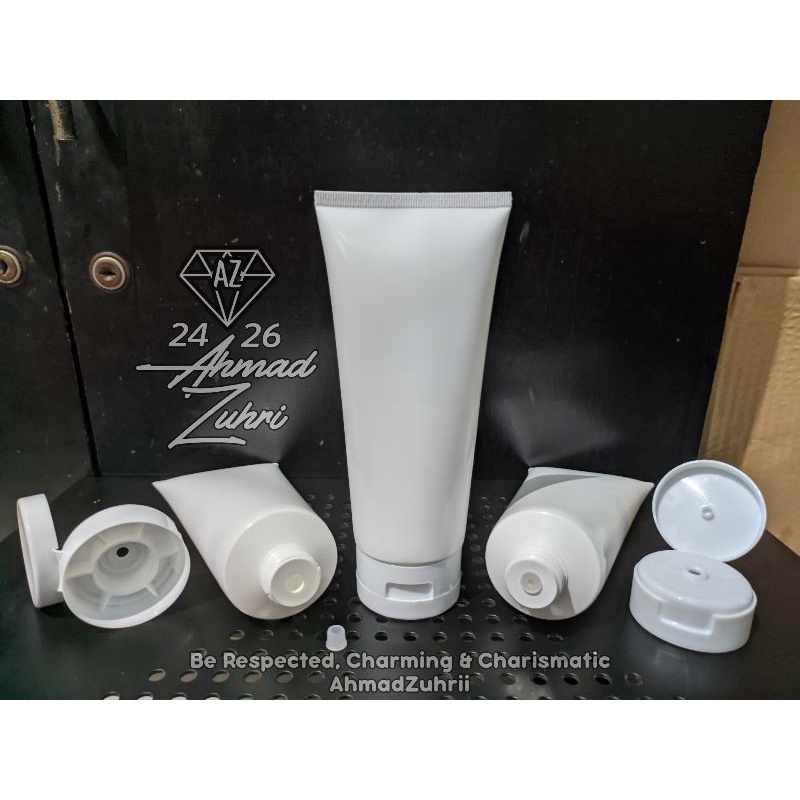 Tube Kosong 200ml Putih Fliptop Minimal Order 25pcs - Botol Tube 200ml Putih Tutup Fliptop Model Gem
