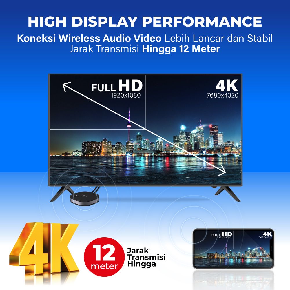 PX WFD-4K ULTRA Wireless HDMI Audio Video Receiver Display TV 4K 60Hz