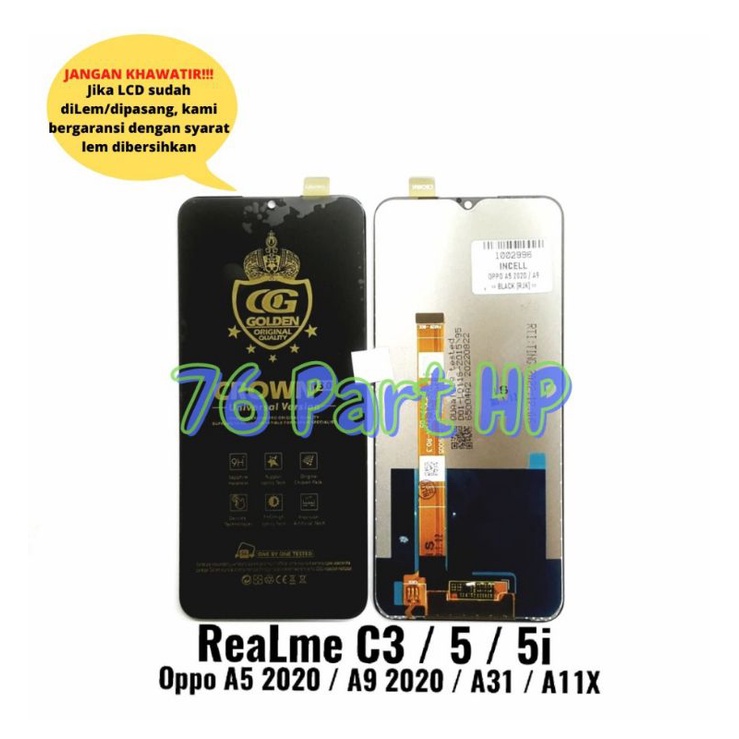 Lcd Touchscreen Fullset Kwalitas Incell Oppo A5 2020 - A9 2020 - A31 - A11X - Realme C3 - 5 - 5i - Hitam