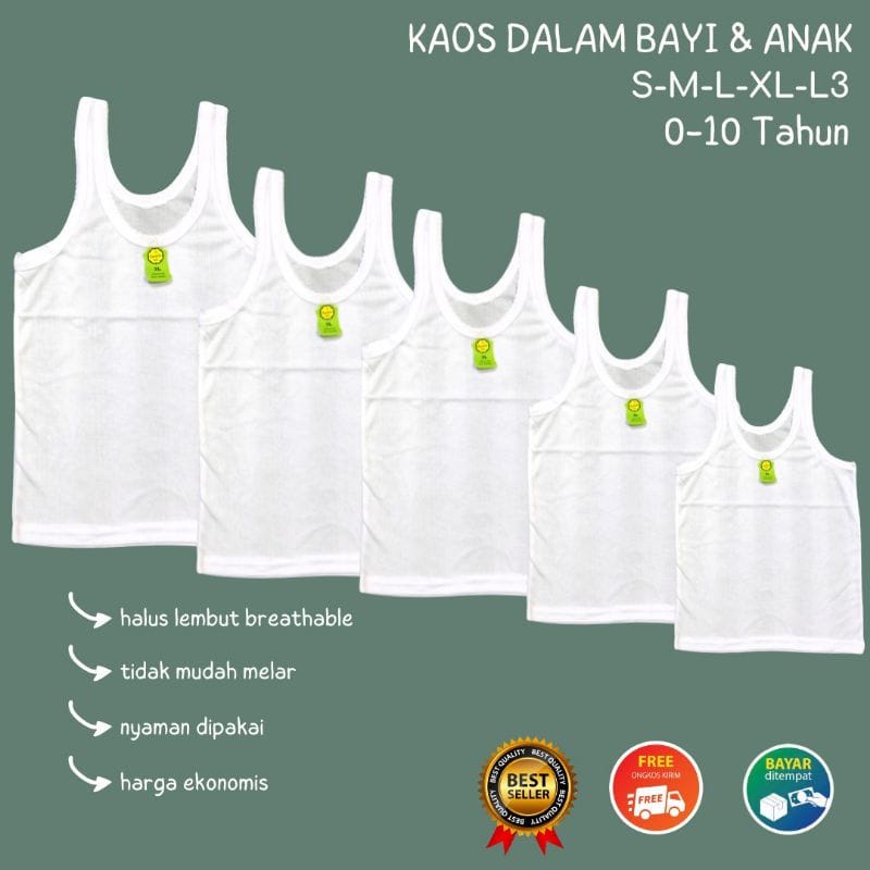 6pcs Kaos Dalam Anak Halus Lembut Murah Nyaman