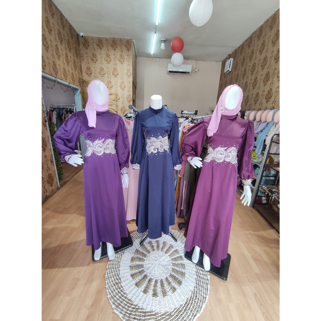 [ Nitaranz ] Terbaru Gamis Satin Maxmara / Dress Satin Cantik / Dress Kondangan Bridesmaid Dress Mew