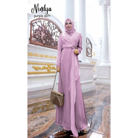 Nindya Maxy, GAMIS LEBARAN CANTIK MODIS KEKINIAN FIT XXL LD 110 BAHAN MAXMARA VELVET MIX ORGANZA DOVE TERMURAH OOTD