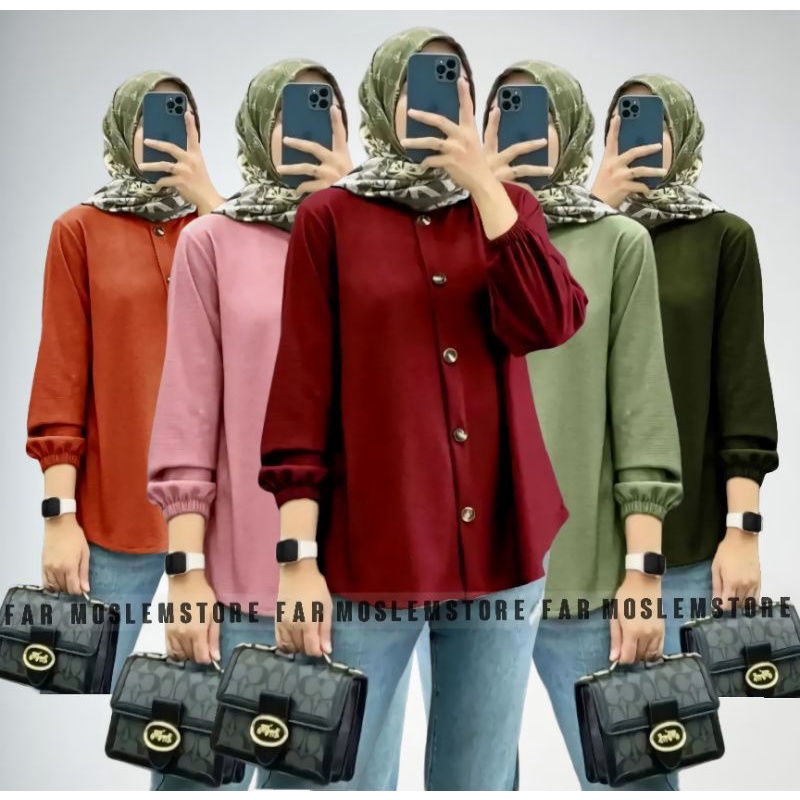 DEVANCA SHIRT CRINKLE AIRFLOW READY L XL XXL/KEMEJA WANITA/ATASAN WANITA JUMBO/BLOUSE WANITA KEKINIAN/FAR MOSLEMSTORE