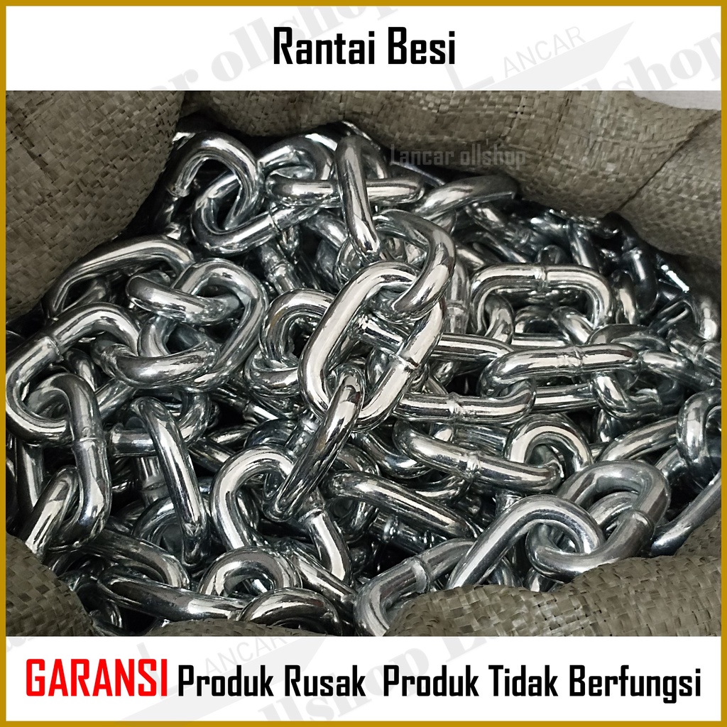 Rantai Besi Galvanis 9mm / Rante Besi 9 mm Eceran / Rantai Kapal 3/8 Galvanis Pengaman Pagar Gudang