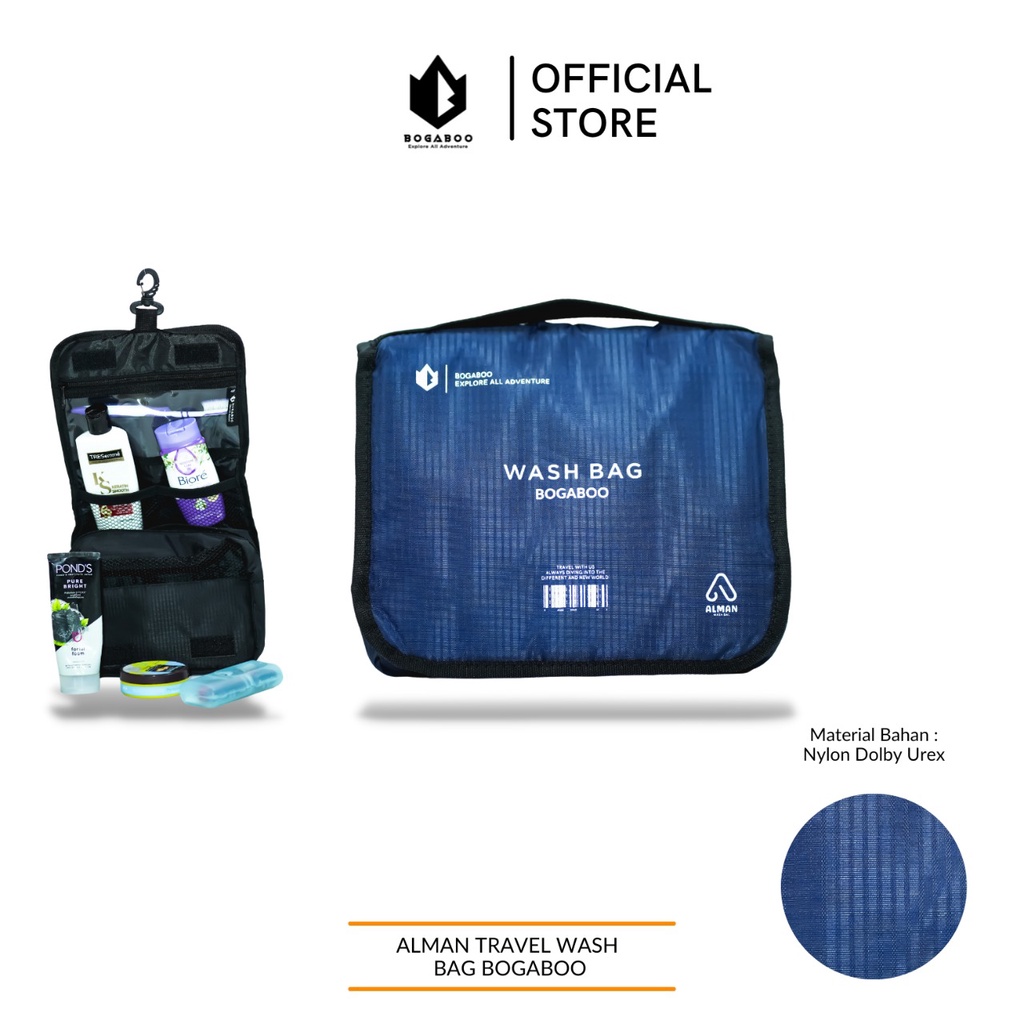 Travel Wash Bag Bogaboo Seri ALMAN - Tas Perlengkapan Mandi -Tas Cosmetik - Tas Make Up Pouch - Tas 