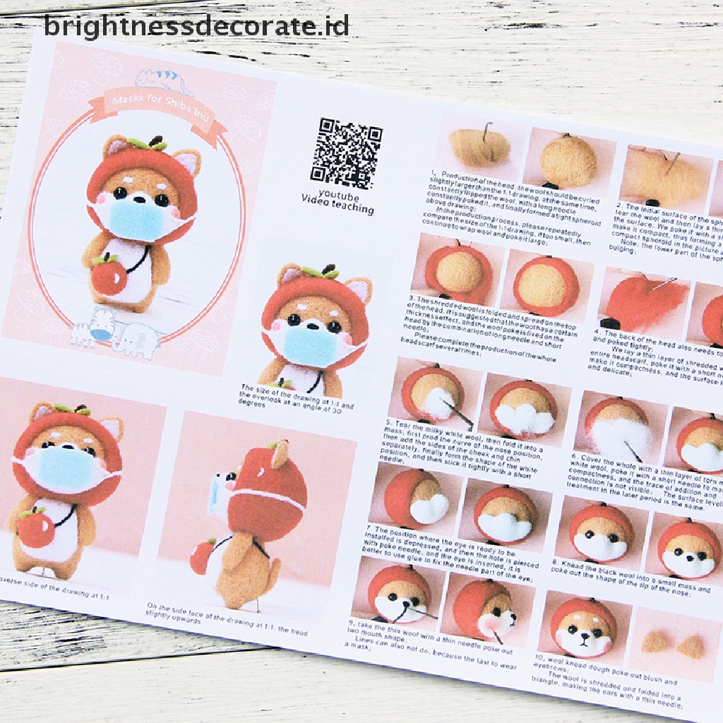 [Birth] Kartun Boneka Wol Felt Poked Felt Craft DIY Set Bahan Non Jadi [ID]