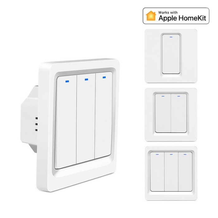 AMC HomeKit Smart Switch EU Saklar Lampu Pintar Wi-Fi Tombol Tekan