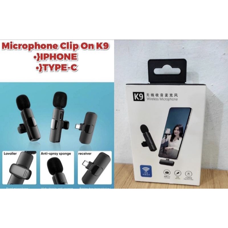 WIRELESS MICROPHONE CLIP ON K9 TYPE C / LIGHTNING 2 MIC