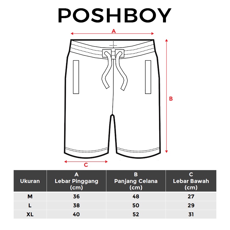 POSHBOY Celana Pendek Pria Size M-XL London Short Pants Poplin Cotton CK-77C