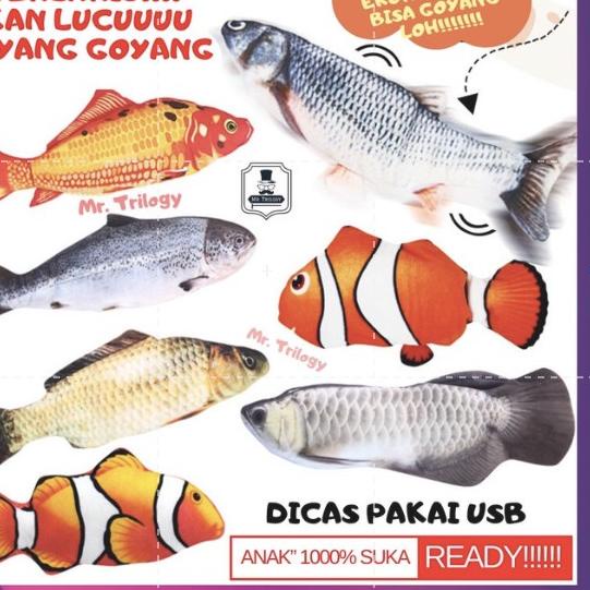 SNA568 Mainan Ikan Goyang-Goyang Tiktok Goyang - Nemo Uget lucu kucing Arwana ikan gerak gerak maina