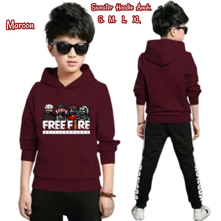 Hzl_outfit Sweater Hoodie Free Fire Anak Laki Laki (S.M.L.XL)