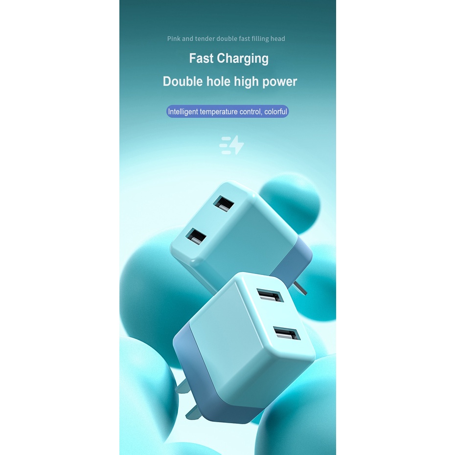 5v 2A dual-hole charger USB universal Kepala Pengisian Ponsel CE Bersertifikat Adaptor Daya Warna