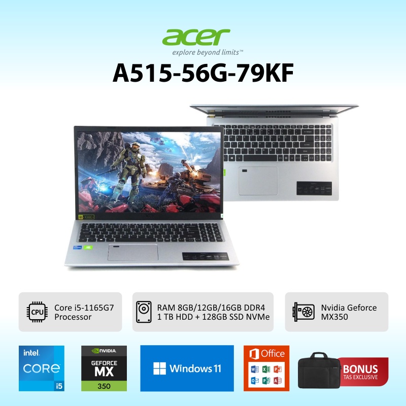 Jual LAPTOP GAMING DESAIGN EDITING LAPTOP ACER ASPIRE 5 SLIM 79KF i71165G7 12GB SSD 1258GB 1TB