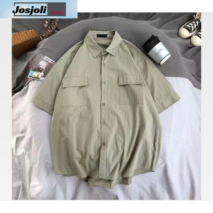 JOSJOLI_STORE/Kemeja Oversize PD-08 Dan Salur/Atasan Pria Dewasa Lengan 7/8