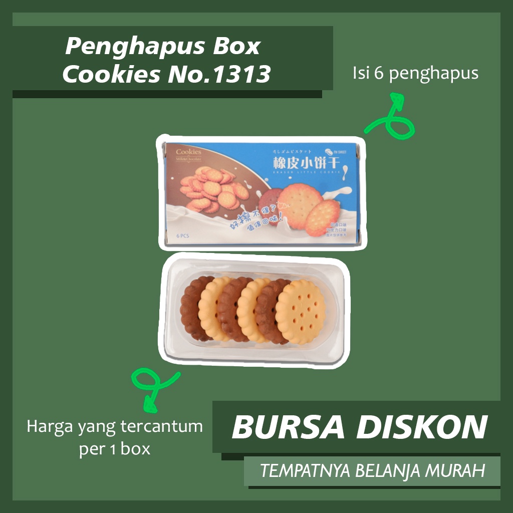 

Penghapus Box Cookies No.1313 Eraser Setip Stip Hapusan Bentuk Kue