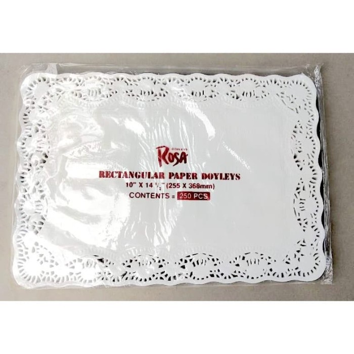 Tatakan Doilies Persegi Panjang Rosa 10X14,5" / Paper Doilies / Renda Kertas