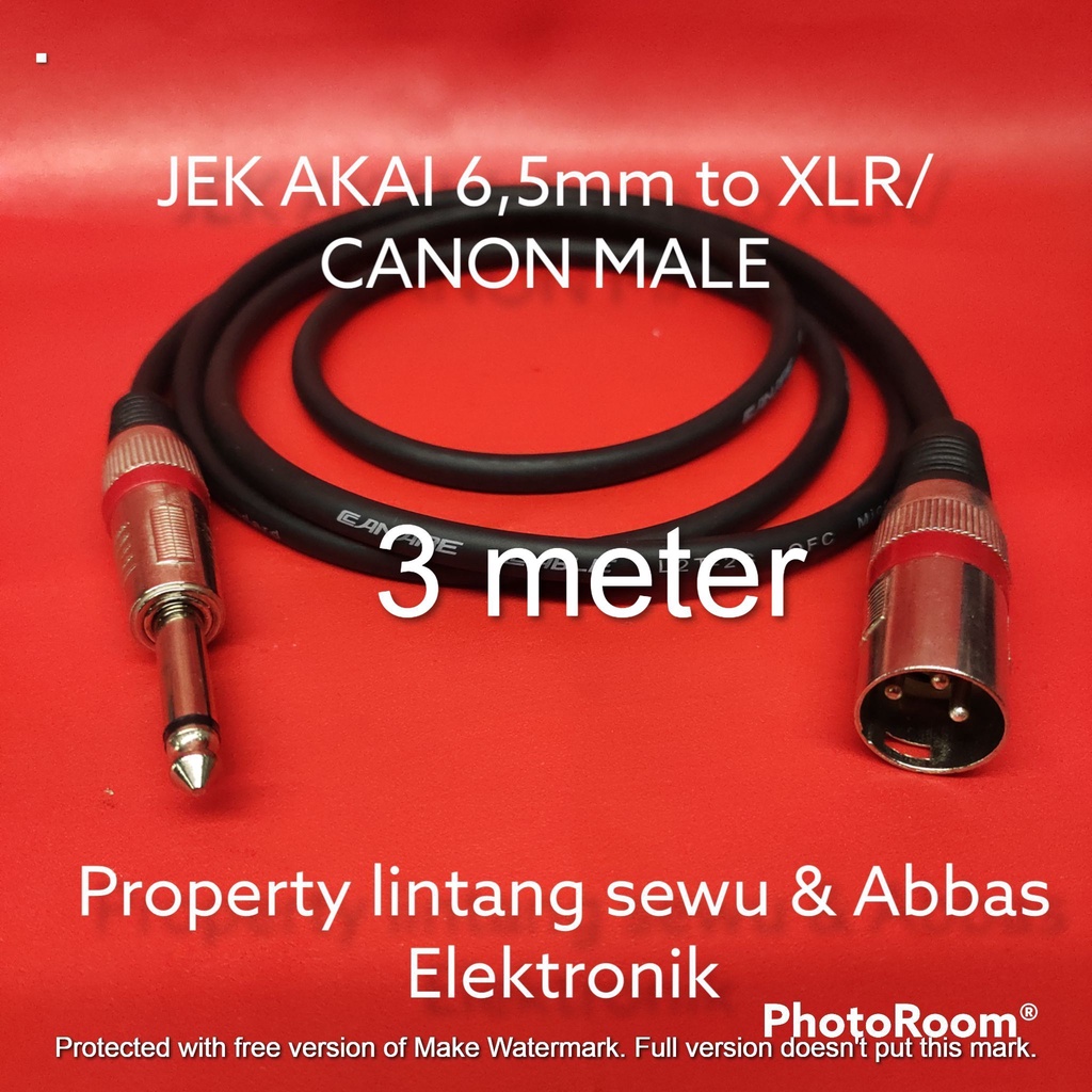 KABEL MIC JEK AKAI 6.5MM TO XLR CANON MALE 3 METER
