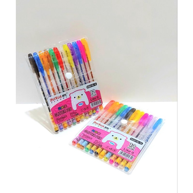 

Pulpen Pen GLITTER 12 Warna Panjang zuixua