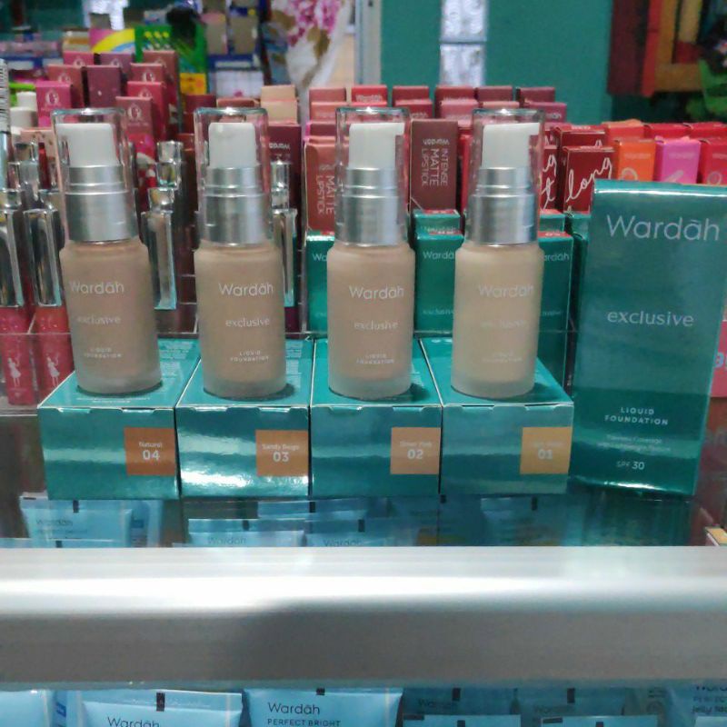 Wardah Exclusive Liquid Foundation ORIGINAL Botol Kaca 20ml ORI 01 Light beige 02 Sheer Pink 03 sandy 04 Natural