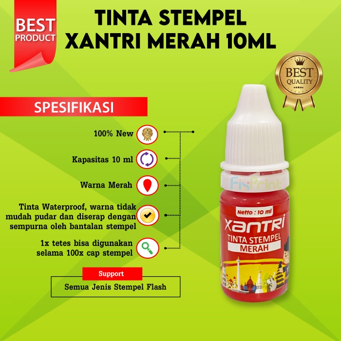 Tinta Isi Ulang Stampel Stempel Flash Warna Anti Luntur 10 ml Refill Ink Stamp Stampel HItam Biru Merah Pink Hijau Orange Ungu 10ml