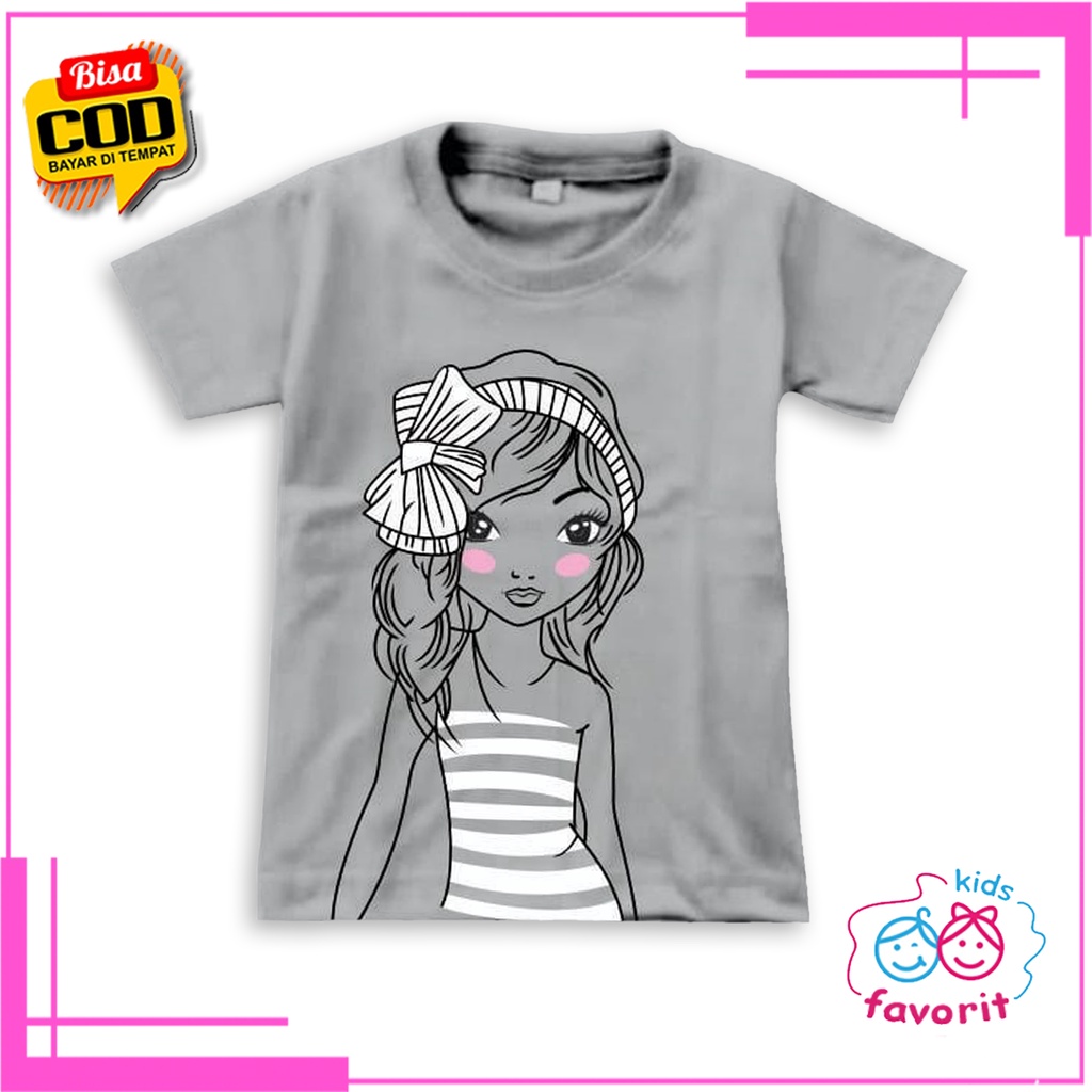 Favorit kids Baju kaos atasan anak perempuan lengan pendek gambar cute girl