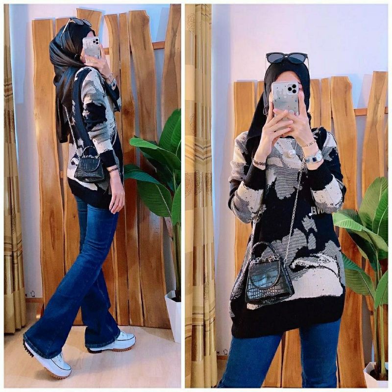 Chanel Map Rajut, TUNIK RAJUT WANITA CANTIK FIT XXL LD 100-120 BAHAN RAJUT PREMIUM TERMURAH OOTD MODIS KEKINIAN