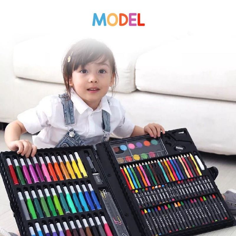 Crayon Set Anak Sekolah / Perlengkapan Mewarnai Lengkap / Alat Menggambar Melukis Anak-anak Crayon Cat Air Pensil