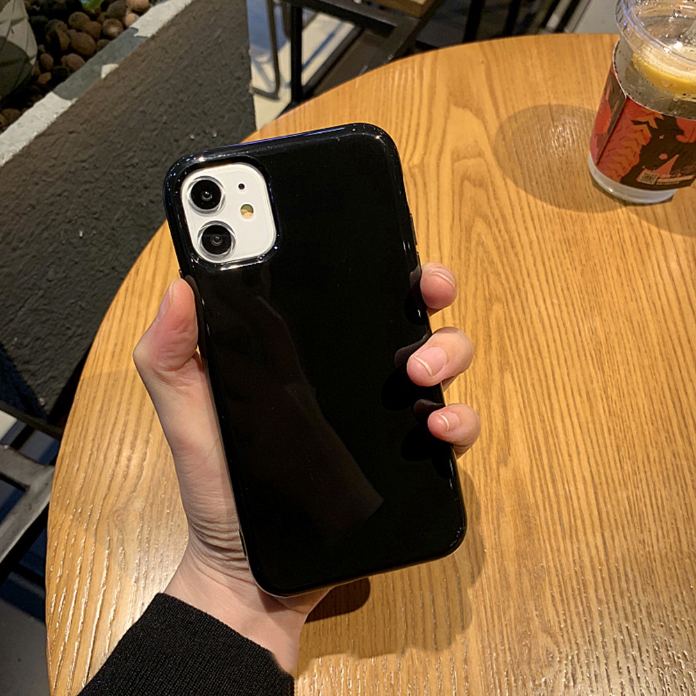 Soft Case TPU Hitam Glossy Cover IPhone 14 13 12 11 Pro Max X Xs Max XR 8 7 Plus