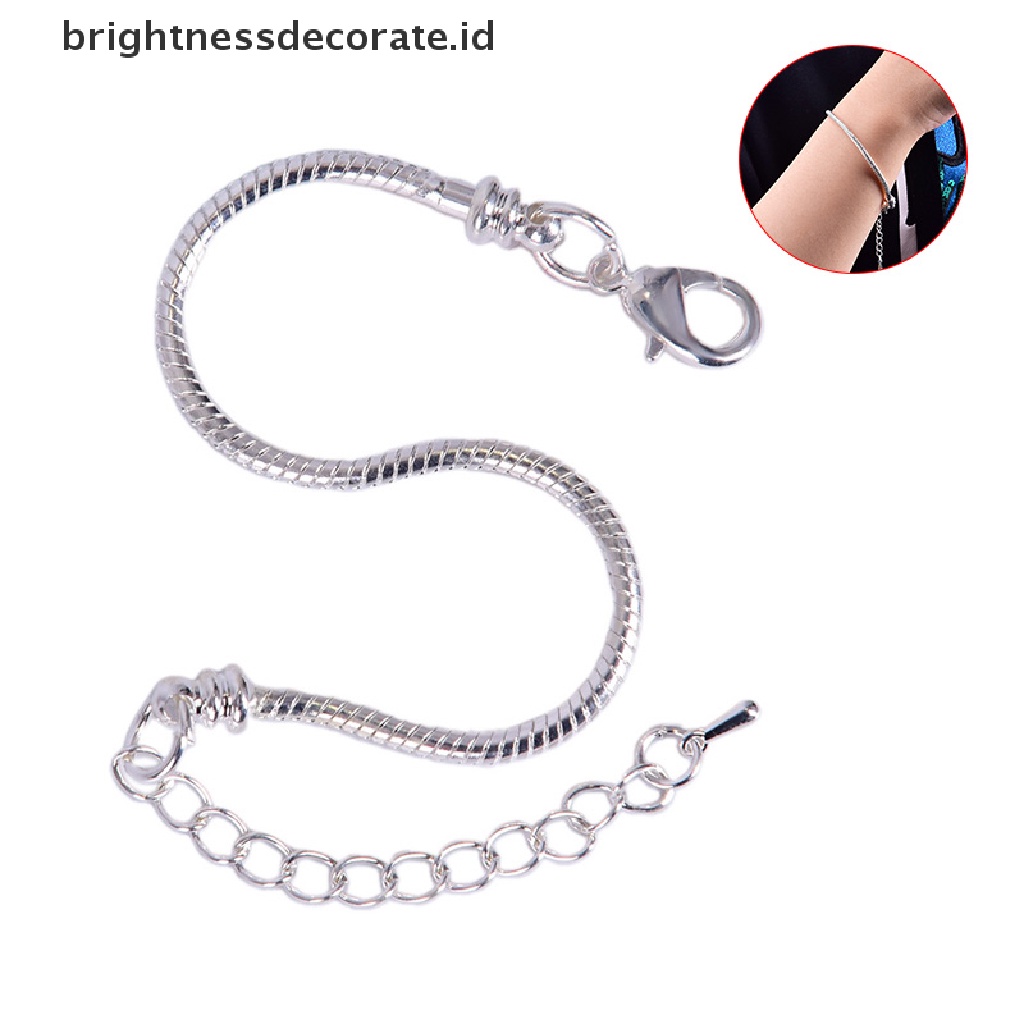 [Birth] Wanita Stainless Steel Tulang Ular Pesona Gelang Perak Bangle Bare Chain Jewelry [ID]