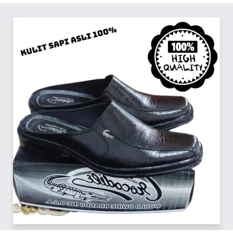 Sandal  Slop Bustong Pria Kulit Asli Semi Formal Original.