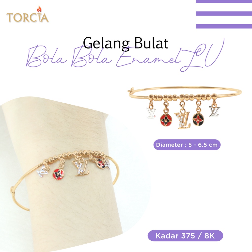 Gelang Bulat Emas Asli Bola Bola Enamel Brand Kadar 375 Torcia