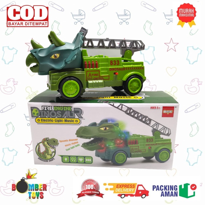 MAINAN ANAK MOBIL DINOSAURUS FIRE ENGINE DINO LAMPU SUARA MUSIC KADO