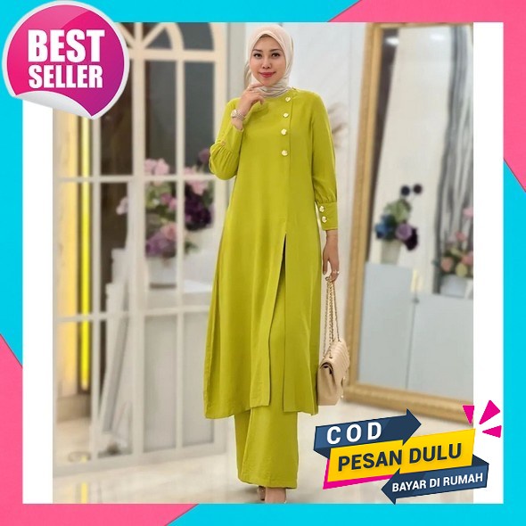 Zora Set Long Tunik Crinkle Mix Brukat Ld 110 - Setelan Zora / One Set Kombinasi Brukat / Setelan Zo