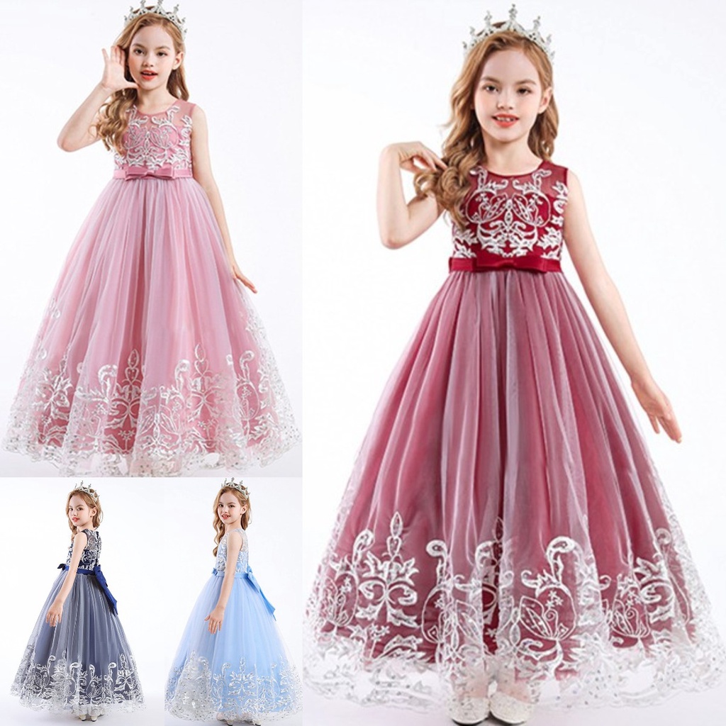 Long Dress Pesta Anak Perempuan Import /   Wedding Pesta Gaun  Anak Perempuan Mewah Import