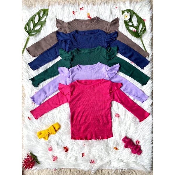 Baju Atasan Anak Perempuan Syakila Ruffle Knit Tee 1-5 Tahun