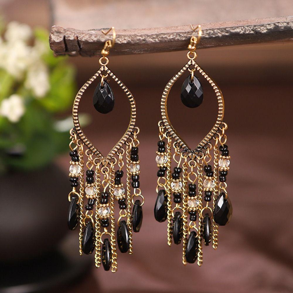 Mxbeauty Anting Rumbai Panjang Kreatif Vintage Hadiah Perhiasan Aksesoris Ear Hook Gaya Etnik Wanita Drop Earrings