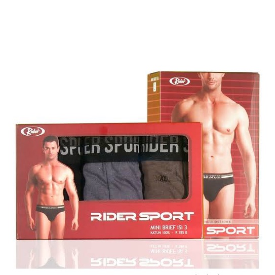 1 Box 3 Pcs Celana Dalam Rider R 785 B - CD Pria Dewasa - Karet Pinggang Boxer