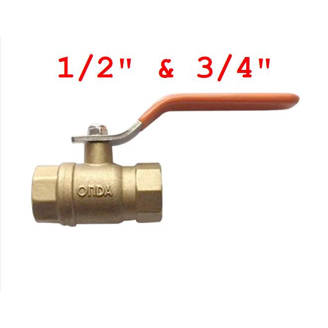Ball valve 1/2&quot; &amp; 3/4&quot; kuningan , brass / stop kran, kerang onda