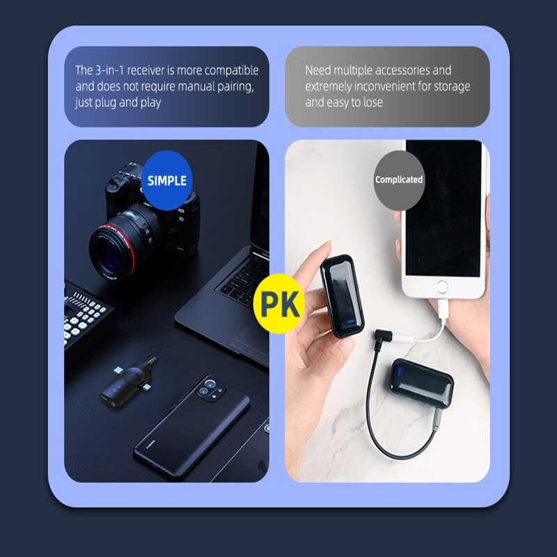 Clip On Mic Wireless Youtuber vloger podcast livestream mikfrofon Microphone Mini With Noice Reduction 3in1 Receiver - AP031