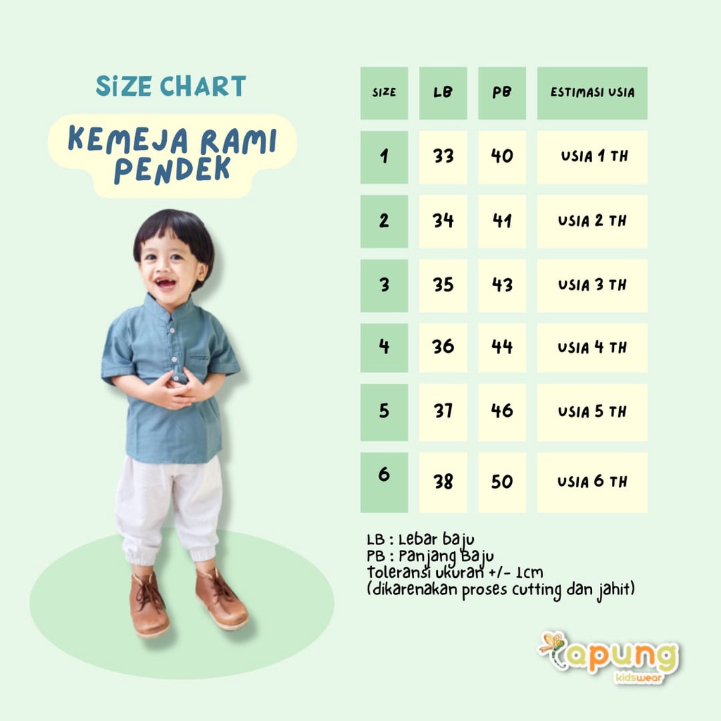 (capung kidswear) Kemeja Anak Laki-laki 1-6 Tahun Kemeja Rami Anak Lengan Pendek