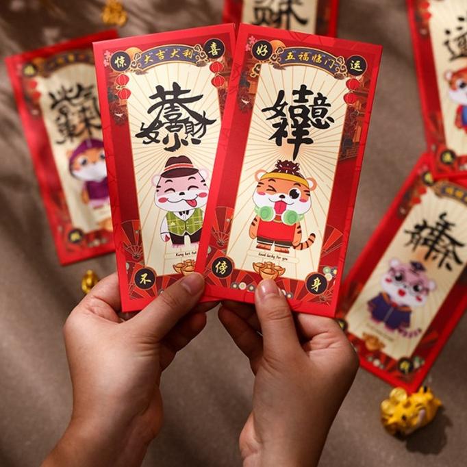 

AB887 24PCS AMPLOP ANGPAO TAHUN BARU CINA IMLEK GAMBAR HARIMAU WARNA M RG64654T