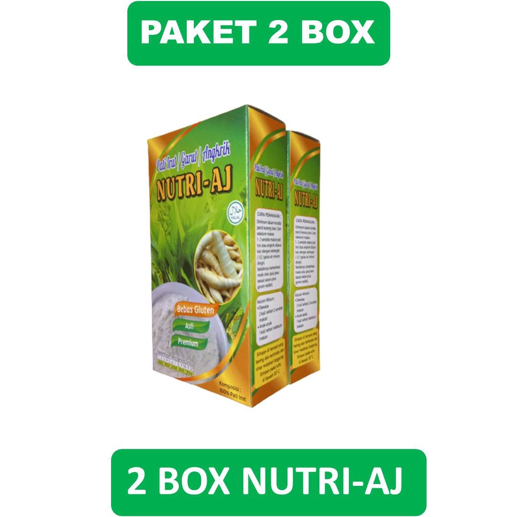 

Paket 2 Box Nutri-Aj- Pati Irut-Garut-Angrik-Premium- Original -Bebas Gluten