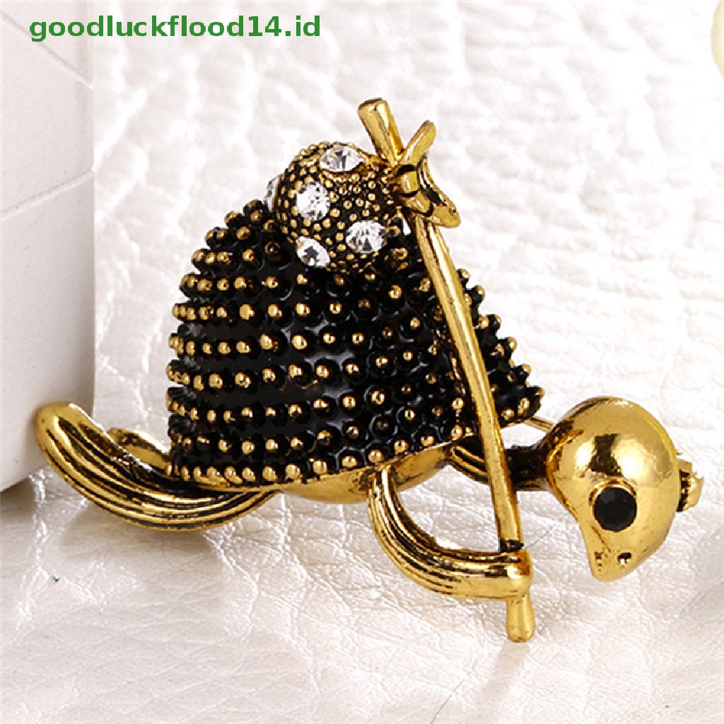 [GOOGFOUR] Enamel Turtle Bros Pin Kristal Hewan Bros Jas Kerah Pin Unisex Perhiasan [TOP]