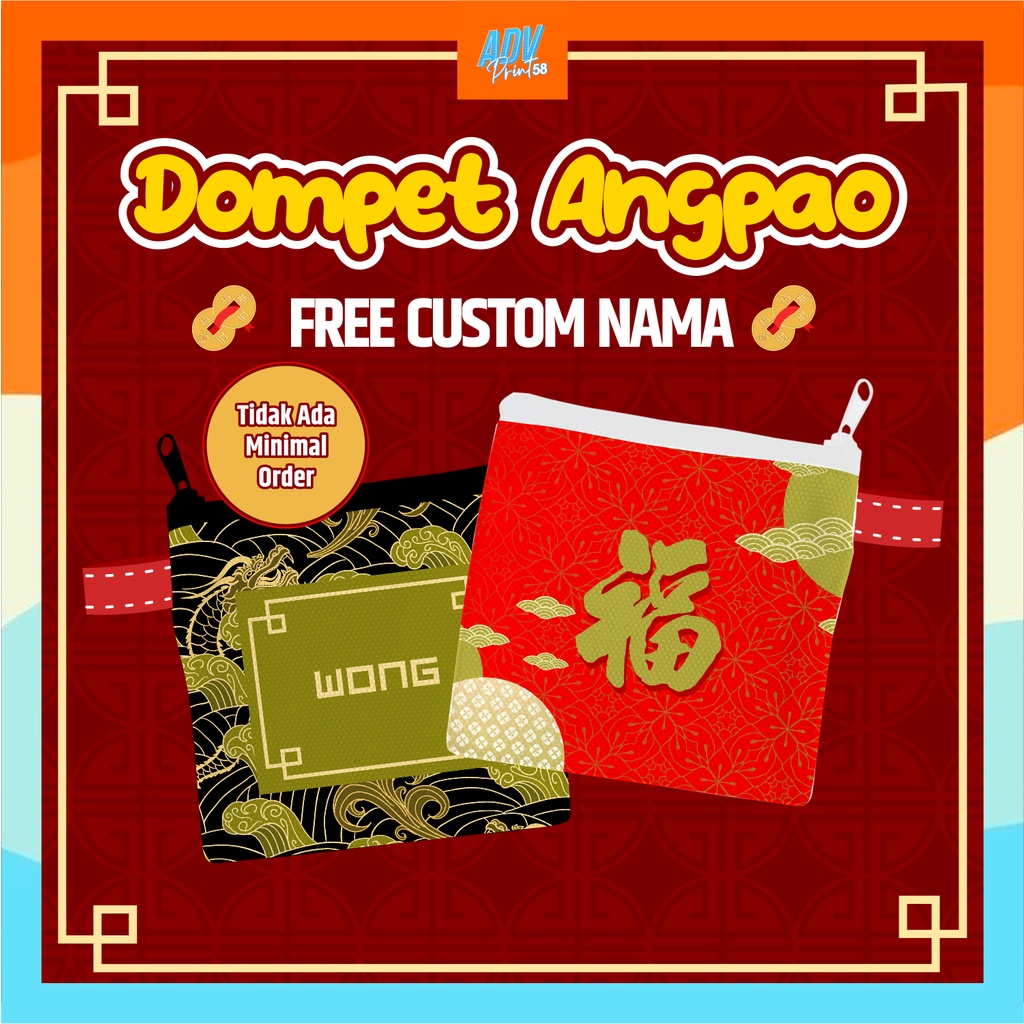 Amplop Imlek Angpao / Dompet Imlek /  Dompet Angpao / Dompet Custom Nama (Model Kotak)