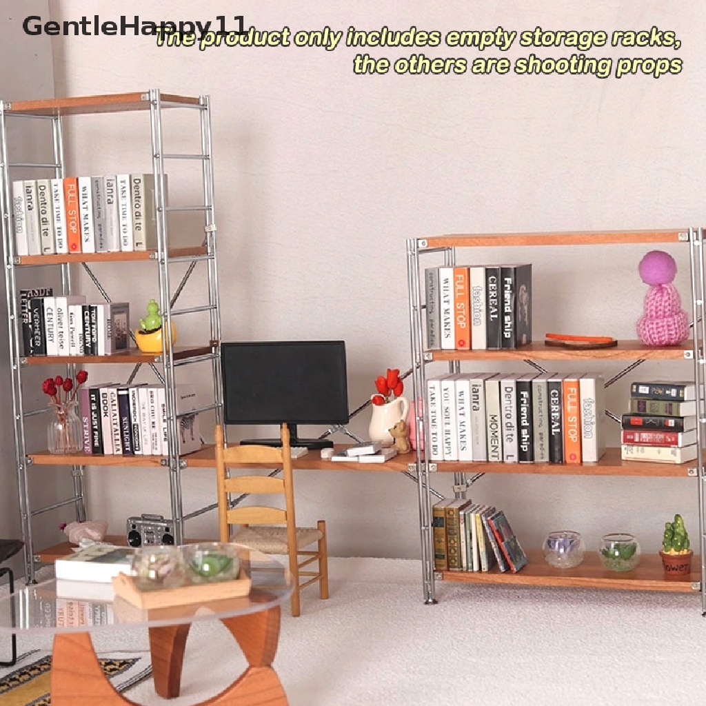 Gentlehappy 1:12rumah Boneka Miniatur Rak Penyimpanan Rak Buku Rak Display Supermarket Model Berdiri Furniture Dekorasi Rumah Mainan id
