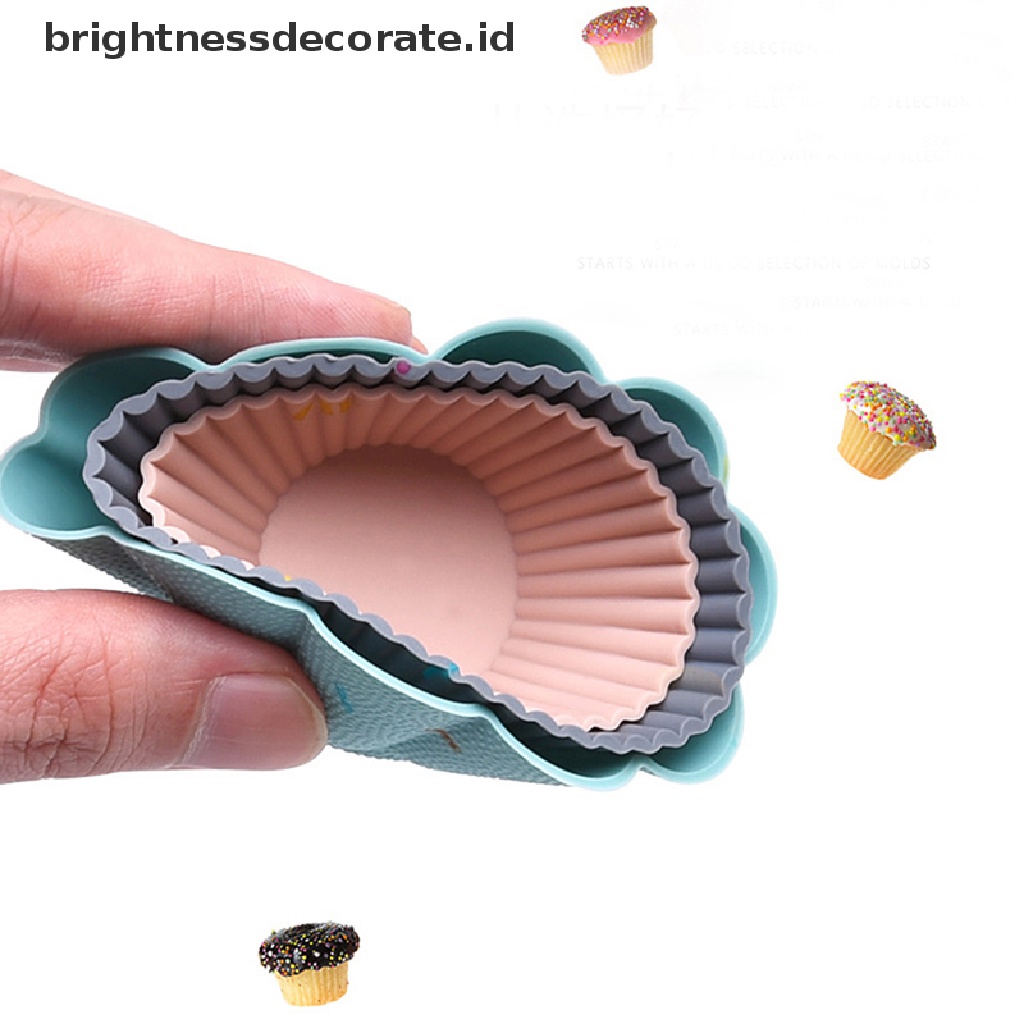 [Birth] 6pcs/set Cetakan Silikon Kue Muffin Cupcake Baking DIY Alat Kue Piring Cangkir [ID]