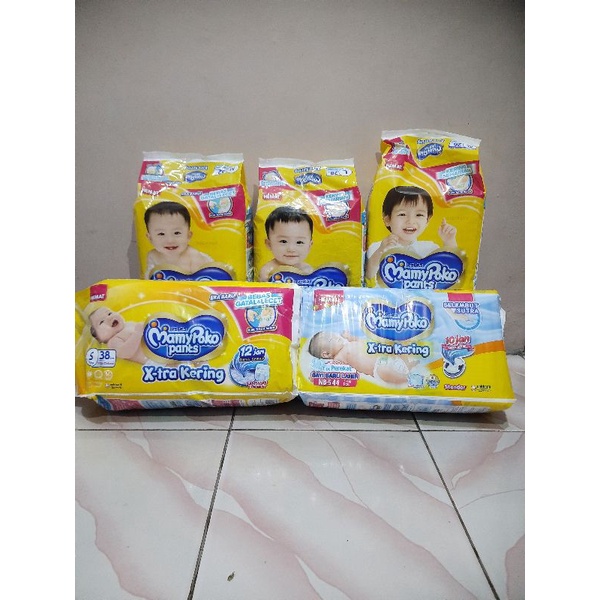 MAMYPOKO PANTS XTRA KERING STANDAR NB-S PEREKAT S38 M32 L28 XL26 XXL24 XXXL20+2 TIPE CELANA